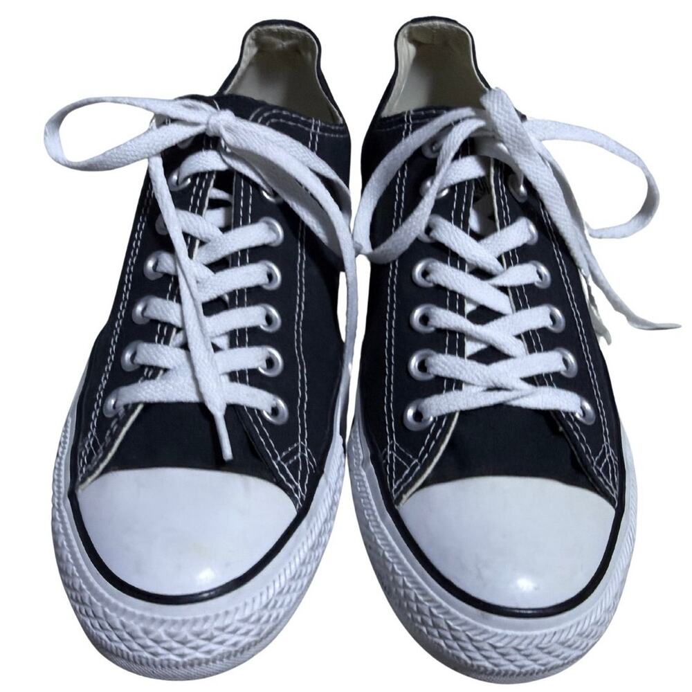 Converse Low Top Sneakers Lace Up Mens Size 9 Black - Picture 2 of 10